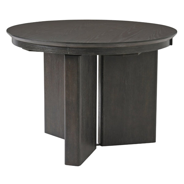 English Elm Trexm Oval Extension Dining Table Oak Veneer Pedestal Base Modern Farmhouse Kitchen Espresso XT000002AAP
