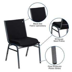 English Elm HERCULES Heavy Duty Stacking Chair with Padded Seating for Offices, Classrooms, and Events Black Patterned Fabric XU-60153-BK-GG