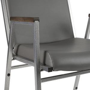 English Elm HERCULES Series Heavy-Duty Padded Stack Chair for Versatile Seating in Offices, Churches & Events Gray Vinyl XU-60153-GRY-VYL-GG