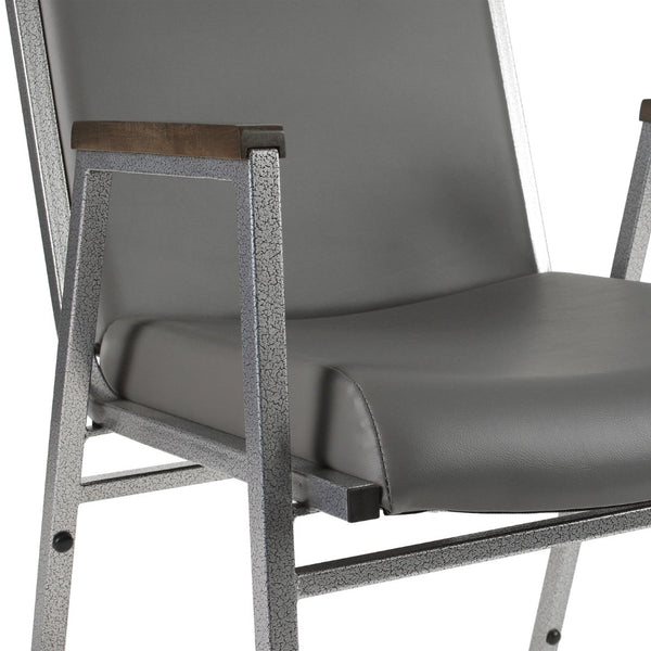English Elm HERCULES Series Heavy-Duty Padded Stack Chair for Versatile Seating in Offices, Churches & Events Gray Vinyl XU-60153-GRY-VYL-GG