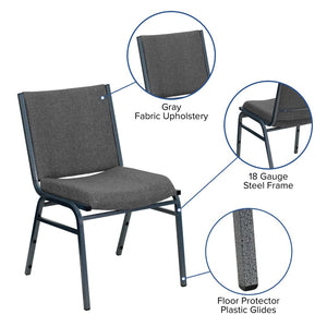 English Elm HERCULES Heavy Duty Stacking Chair with Padded Seating for Offices, Classrooms, and Events Gray Fabric XU-60153-GY-GG