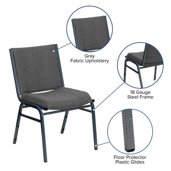 English Elm HERCULES Heavy Duty Stacking Chair with Padded Seating for Offices, Classrooms, and Events Gray Fabric XU-60153-GY-GG