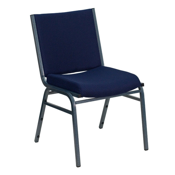 English Elm HERCULES Heavy Duty Stacking Chair with Padded Seating for Offices, Classrooms, and Events Navy Blue Patterned Fabric XU-60153-NVY-GG