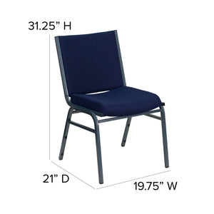 English Elm HERCULES Heavy Duty Stacking Chair with Padded Seating for Offices, Classrooms, and Events Navy Blue Patterned Fabric XU-60153-NVY-GG