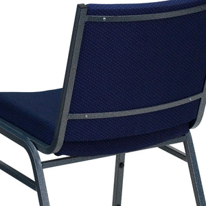 English Elm HERCULES Heavy Duty Stacking Chair with Padded Seating for Offices, Classrooms, and Events Navy Blue Patterned Fabric XU-60153-NVY-GG