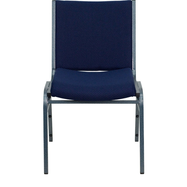 English Elm HERCULES Heavy Duty Stacking Chair with Padded Seating for Offices, Classrooms, and Events Navy Blue Patterned Fabric XU-60153-NVY-GG
