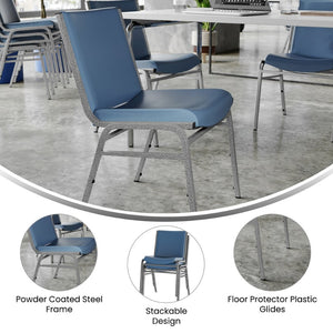 English Elm HERCULES Series Heavy-Duty Padded Stack Chair for Versatile Seating in Offices, Churches & Events Navy Vinyl XU-60153-NVY-VYL-GG