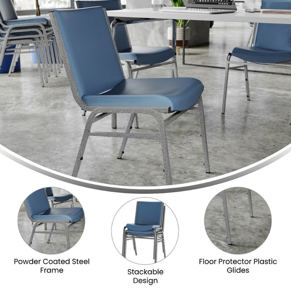 English Elm HERCULES Series Heavy-Duty Padded Stack Chair for Versatile Seating in Offices, Churches & Events Navy Vinyl XU-60153-NVY-VYL-GG