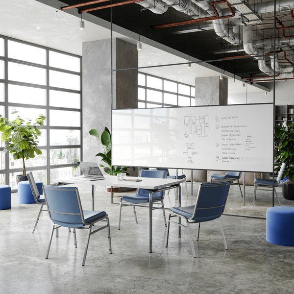 English Elm HERCULES Series Heavy-Duty Padded Stack Chair for Versatile Seating in Offices, Churches & Events Navy Vinyl XU-60153-NVY-VYL-GG