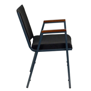 English Elm HERCULES Heavy Duty Stack Chair with Arms for Office and Events - Durable, Comfortable, Ergonomic Design Black Patterned Fabric XU-60154-BK-GG