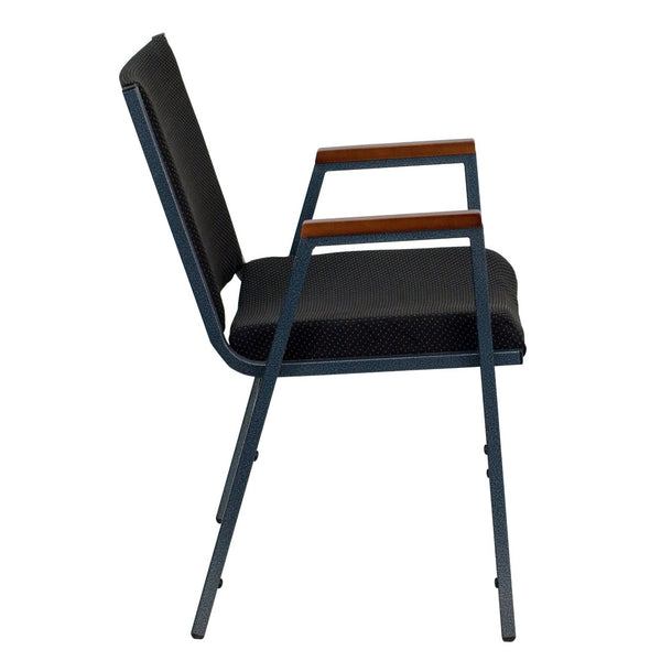 English Elm HERCULES Heavy Duty Stack Chair with Arms for Office and Events - Durable, Comfortable, Ergonomic Design Black Patterned Fabric XU-60154-BK-GG
