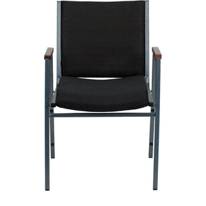 English Elm HERCULES Heavy Duty Stack Chair with Arms for Office and Events - Durable, Comfortable, Ergonomic Design Black Patterned Fabric XU-60154-BK-GG