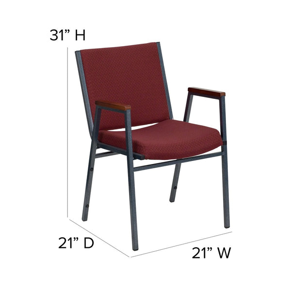 English Elm HERCULES Heavy Duty Stack Chair with Arms for Office and Events - Durable, Comfortable, Ergonomic Design Burgundy Patterned Fabric XU-60154-BY-GG