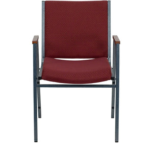 English Elm HERCULES Heavy Duty Stack Chair with Arms for Office and Events - Durable, Comfortable, Ergonomic Design Burgundy Patterned Fabric XU-60154-BY-GG