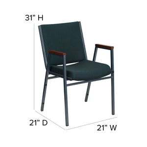 English Elm HERCULES Heavy Duty Stack Chair with Arms for Office and Events - Durable, Comfortable, Ergonomic Design Green Patterned Fabric XU-60154-GN-GG