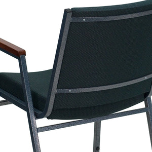 English Elm HERCULES Heavy Duty Stack Chair with Arms for Office and Events - Durable, Comfortable, Ergonomic Design Green Patterned Fabric XU-60154-GN-GG