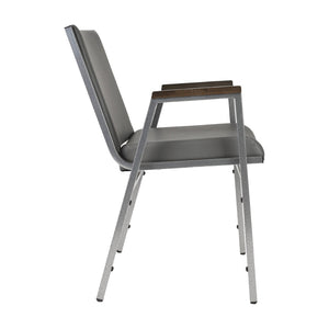 English Elm HERCULES Heavy-Duty Stack Chair with Arms for Versatile Use in Offices, Classrooms, and Events Gray Vinyl XU-60154-GRY-VYL-GG