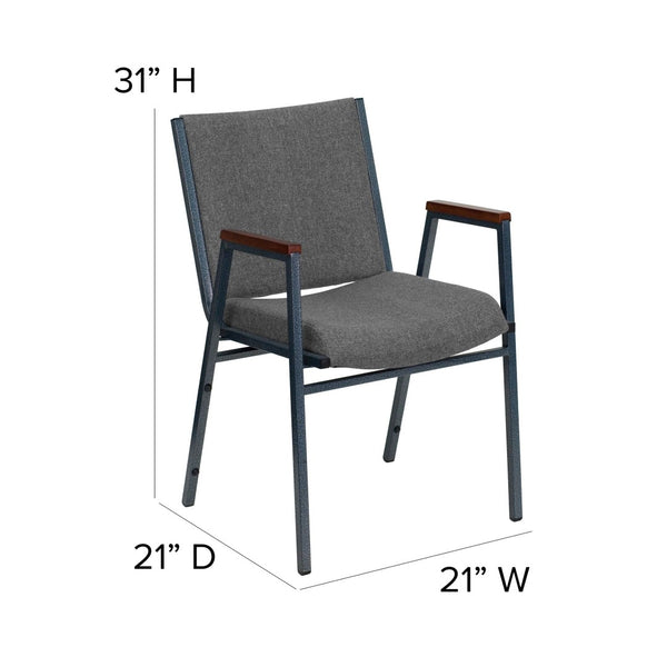 English Elm HERCULES Heavy Duty Stack Chair with Arms for Office and Events - Durable, Comfortable, Ergonomic Design Gray Fabric XU-60154-GY-GG