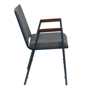 English Elm HERCULES Heavy Duty Stack Chair with Arms for Office and Events - Durable, Comfortable, Ergonomic Design Gray Fabric XU-60154-GY-GG