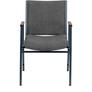 English Elm HERCULES Heavy Duty Stack Chair with Arms for Office and Events - Durable, Comfortable, Ergonomic Design Gray Fabric XU-60154-GY-GG