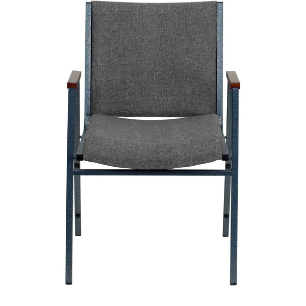 English Elm HERCULES Heavy Duty Stack Chair with Arms for Office and Events - Durable, Comfortable, Ergonomic Design Gray Fabric XU-60154-GY-GG