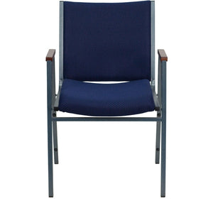English Elm HERCULES Heavy Duty Stack Chair with Arms for Office and Events - Durable, Comfortable, Ergonomic Design Navy Patterned Fabric XU-60154-NVY-GG