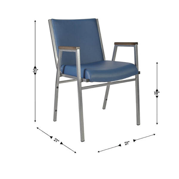 English Elm HERCULES Heavy-Duty Stack Chair with Arms for Versatile Use in Offices, Classrooms, and Events Navy Vinyl XU-60154-NVY-VYL-GG