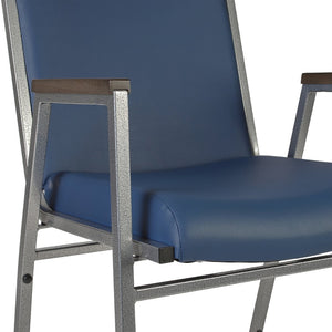 English Elm HERCULES Heavy-Duty Stack Chair with Arms for Versatile Use in Offices, Classrooms, and Events Navy Vinyl XU-60154-NVY-VYL-GG