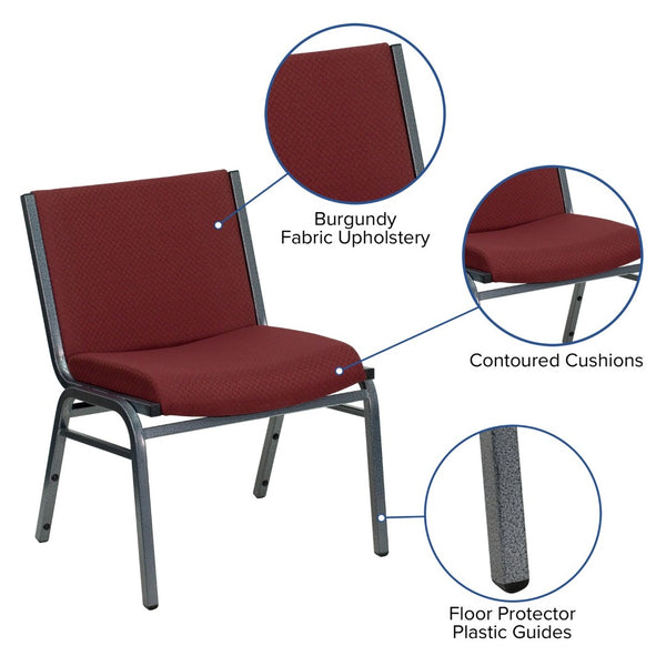 English Elm HERCULES Big & Tall Stack Chair – 1000 lb Capacity, Ergonomic Design for Conference & Reception Use Burgundy XU-60555-BY-GG