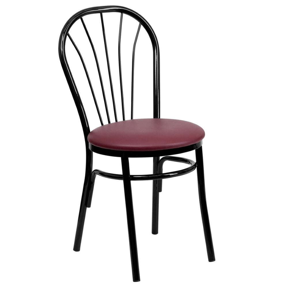 English Elm HERCULES Series Fan Back Metal Chair - Durable Comfort for Restaurants, Bars, and Home Dining Spaces Burgundy XU-698B-BGV-GG