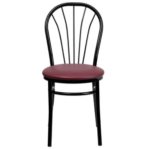 English Elm HERCULES Series Fan Back Metal Chair - Durable Comfort for Restaurants, Bars, and Home Dining Spaces Burgundy XU-698B-BGV-GG