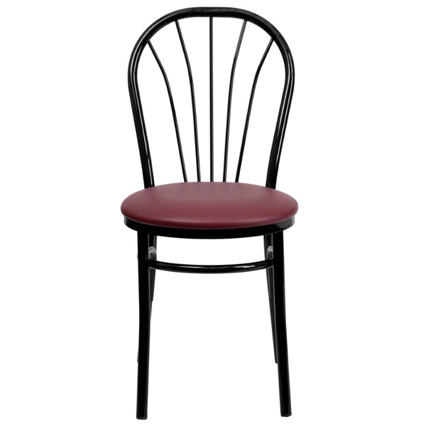 English Elm HERCULES Series Fan Back Metal Chair - Durable Comfort for Restaurants, Bars, and Home Dining Spaces Burgundy XU-698B-BGV-GG