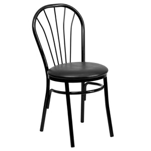 English Elm HERCULES Series Fan Back Metal Chair - Durable Comfort for Restaurants, Bars, and Home Dining Spaces Black XU-698B-BLKV-GG
