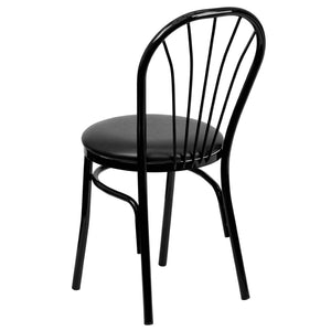 English Elm HERCULES Series Fan Back Metal Chair - Durable Comfort for Restaurants, Bars, and Home Dining Spaces Black XU-698B-BLKV-GG