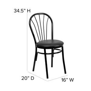 English Elm HERCULES Series Fan Back Metal Chair - Durable Comfort for Restaurants, Bars, and Home Dining Spaces Black XU-698B-BLKV-GG