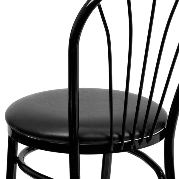 English Elm HERCULES Series Fan Back Metal Chair - Durable Comfort for Restaurants, Bars, and Home Dining Spaces Black XU-698B-BLKV-GG