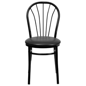 English Elm HERCULES Series Fan Back Metal Chair - Durable Comfort for Restaurants, Bars, and Home Dining Spaces Black XU-698B-BLKV-GG