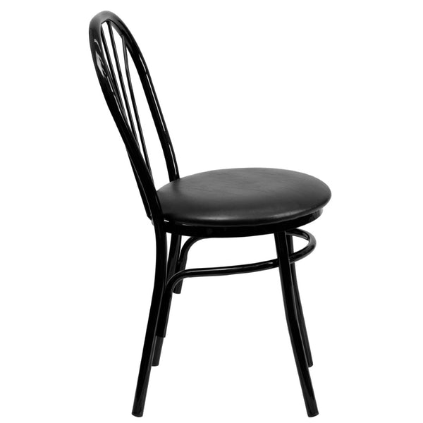 English Elm HERCULES Series Fan Back Metal Chair - Durable Comfort for Restaurants, Bars, and Home Dining Spaces Black XU-698B-BLKV-GG