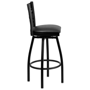 English Elm HERCULES Series Durable Swivel Barstool with Ergonomic Design for Comfort and Style in Any Space Black Vinyl Seat/Black Metal Frame XU-6F8B-XSWVL-BLKV-GG
