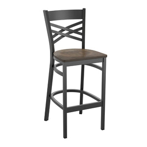 English Elm HERCULES Series Durable Metal Barstool with Elegant "X" Back for Stylish Home and Commercial Use Antique Copper Wood Seat/Black Metal Frame XU-6F8BXBK-BAR-ACPW-GG