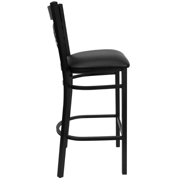 English Elm HERCULES Heavy-Duty Metal Barstool with Comfortable Padded Seating for Restaurants and Lounges Black Vinyl Seat/Black Metal Frame XU-6F8BXBK-BAR-BLKV-GG