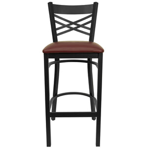 English Elm HERCULES Heavy-Duty Metal Barstool with Comfortable Padded Seating for Restaurants and Lounges Burgundy Vinyl Seat/Black Metal Frame XU-6F8BXBK-BAR-BURV-GG