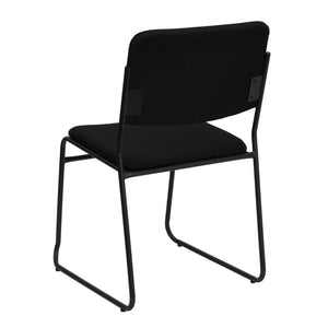 English Elm HERCULES 500 lb. Capacity Heavy-Duty Stacking Chair with Rugged Sled Base for Versatile Comfort Black Fabric/Black Frame XU-8700-BLK-B-30-GG