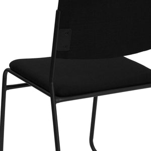 English Elm HERCULES 500 lb. Capacity Heavy-Duty Stacking Chair with Rugged Sled Base for Versatile Comfort Black Fabric/Black Frame XU-8700-BLK-B-30-GG