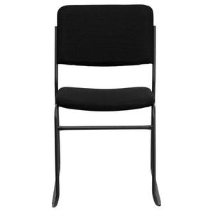 English Elm HERCULES 500 lb. Capacity Heavy-Duty Stacking Chair with Rugged Sled Base for Versatile Comfort Black Fabric/Black Frame XU-8700-BLK-B-30-GG