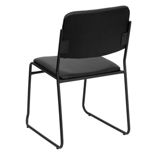 English Elm HERCULES 500 lb. Capacity Durable High-Density Stacking Chair for Versatile Commercial Use Black Vinyl/Black Frame XU-8700-BLK-B-VYL-30-GG