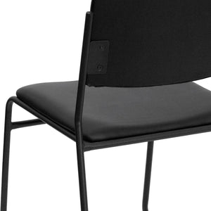 English Elm HERCULES 500 lb. Capacity Durable High-Density Stacking Chair for Versatile Commercial Use Black Vinyl/Black Frame XU-8700-BLK-B-VYL-30-GG