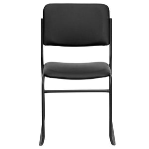 English Elm HERCULES 500 lb. Capacity Durable High-Density Stacking Chair for Versatile Commercial Use Black Vinyl/Black Frame XU-8700-BLK-B-VYL-30-GG