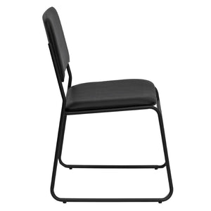 English Elm HERCULES 500 lb. Capacity Durable High-Density Stacking Chair for Versatile Commercial Use Black Vinyl/Black Frame XU-8700-BLK-B-VYL-30-GG