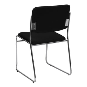 English Elm HERCULES 500 lb. Capacity Heavy-Duty Stacking Chair with Rugged Sled Base for Versatile Comfort Black Fabric/Chrome Frame XU-8700-CHR-B-30-GG